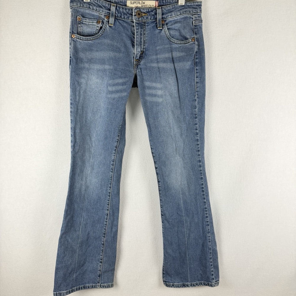 VTG Levis 518‎ Womens Superlow Bootcut Blue Jeans Sz 9M Stretch Junior Y2K Denim